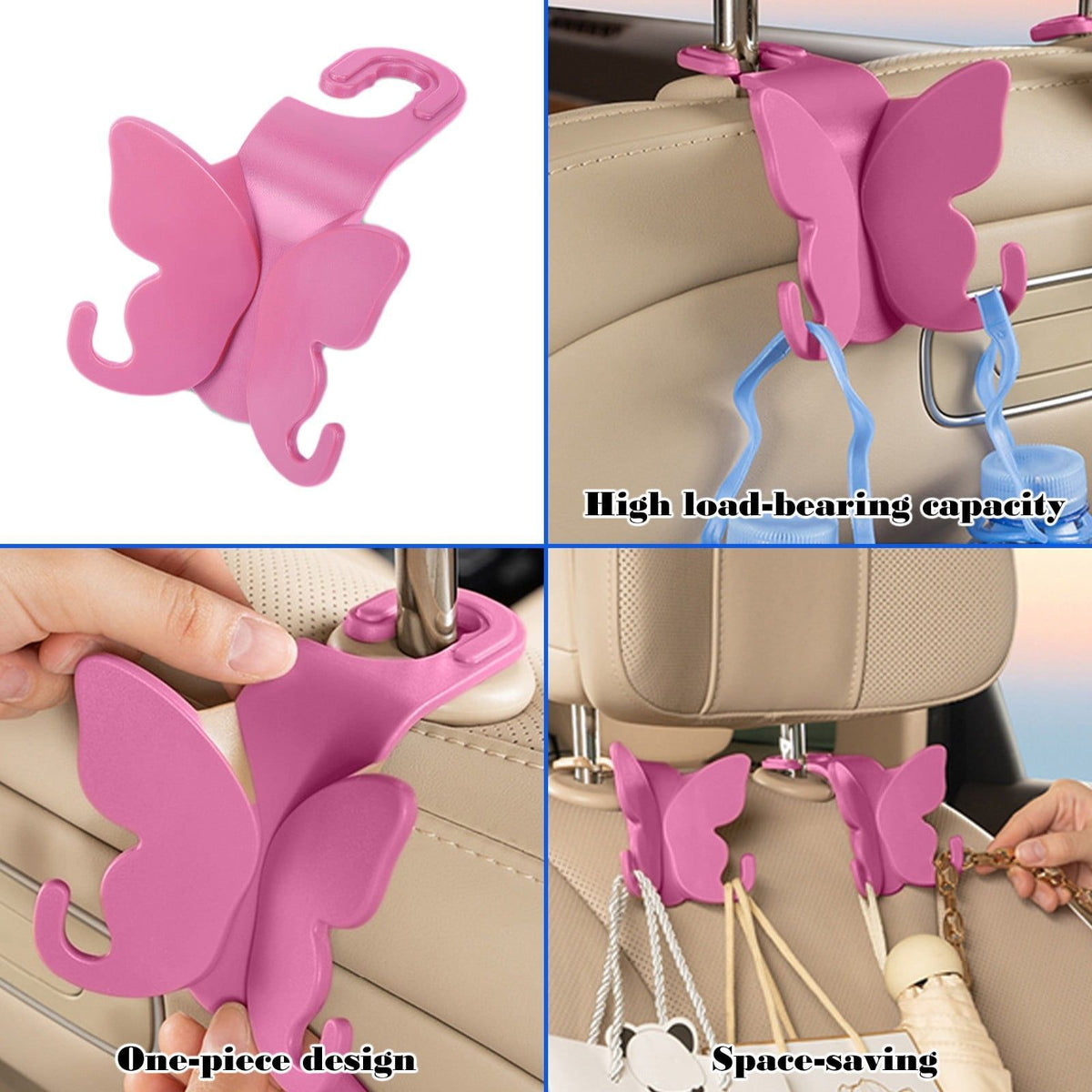 Multi Purpose Car Seat Hook Organizer Sturdy Heat Resistant Plastic Auto Storage for Bags
