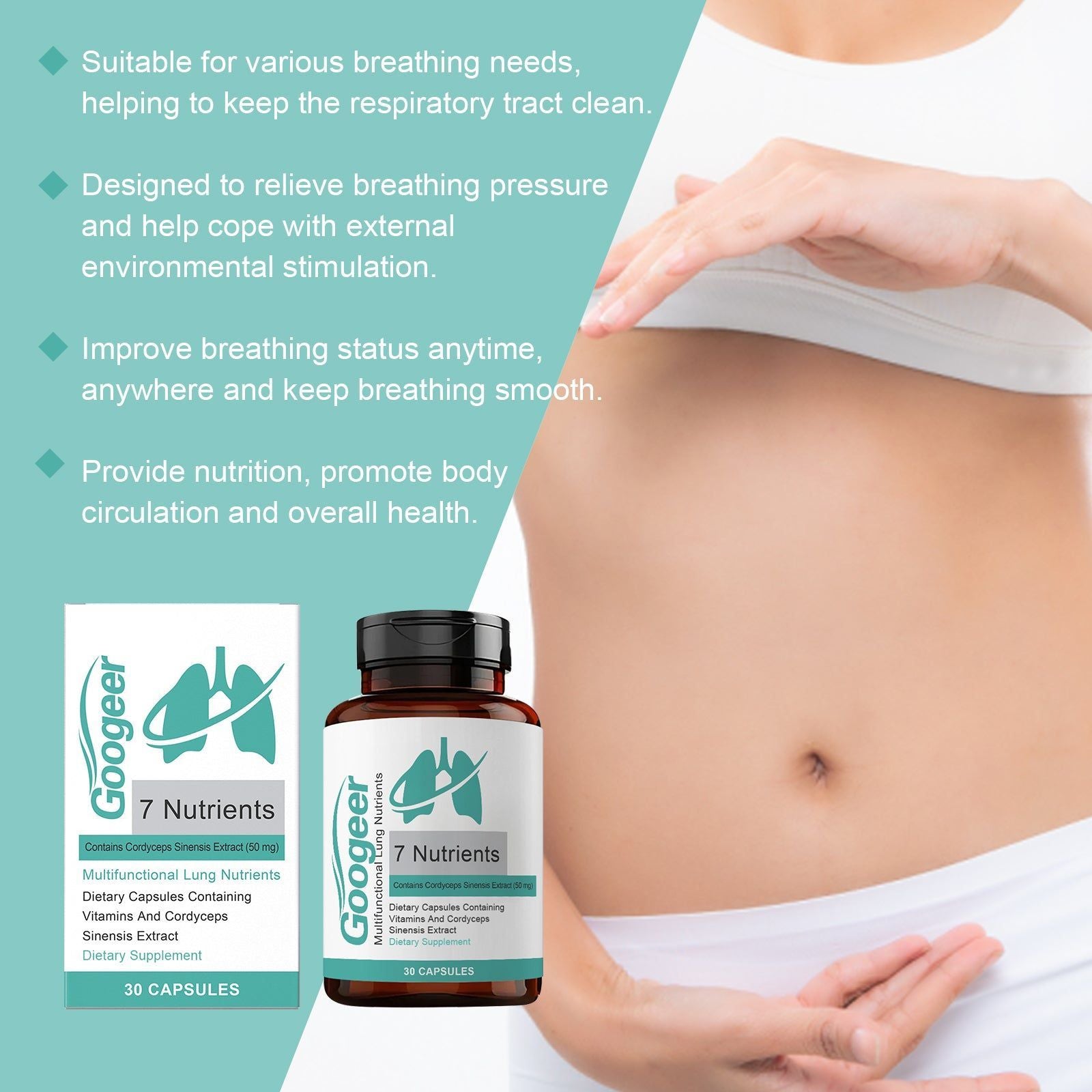 Boost Lung Health Naturally, Respiratory Support, Body Care Capsules ,30pcs