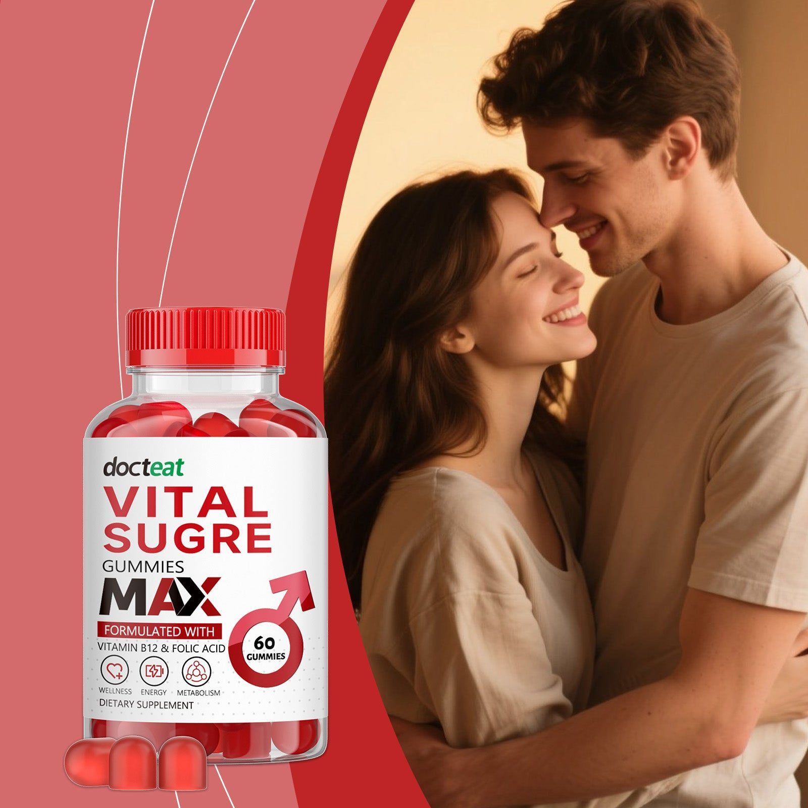 Boost Men's Energy with Male Care Gummies, Vitality Support, Daily Power ,60gummies