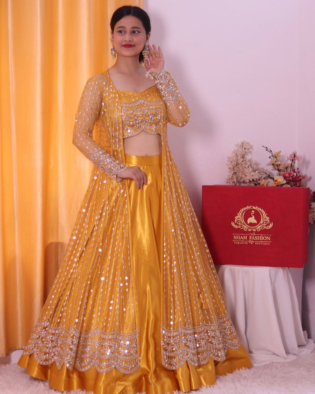 Fab Zone Designer Party Wear Look Suit Set With Embroidery Sequence Work