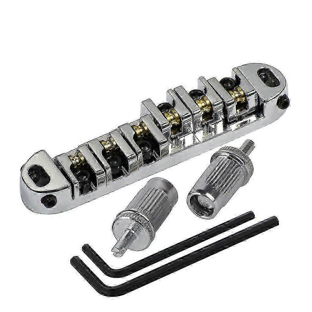 Chrome Metal Plated Roller Saddle Tune-o-matic Bridge For Les Pl Style Electric Guitar Replacement