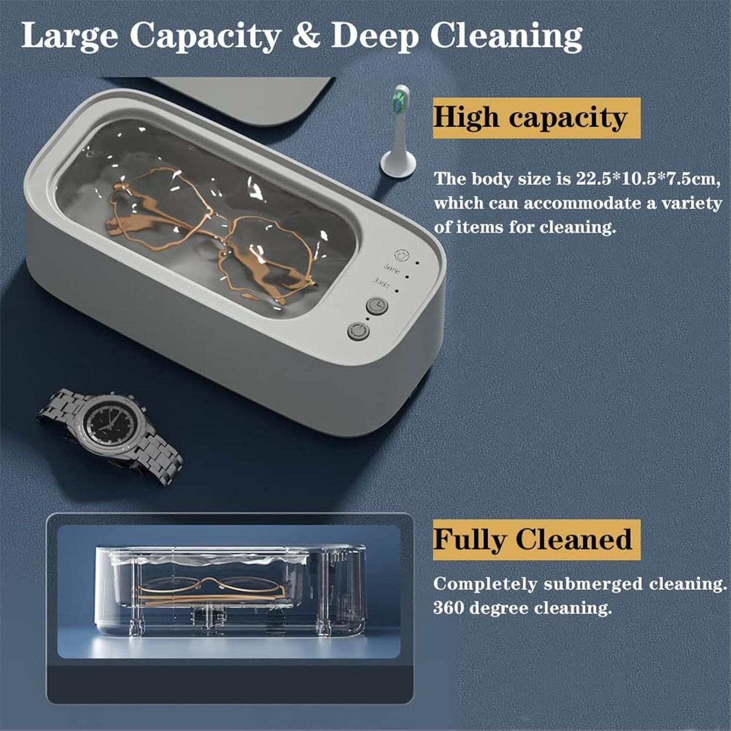 Ultrasonic Glasses Cleaner Jewelry Cleaner Machine for Eyeglasses Watches Gift for Wife Friend