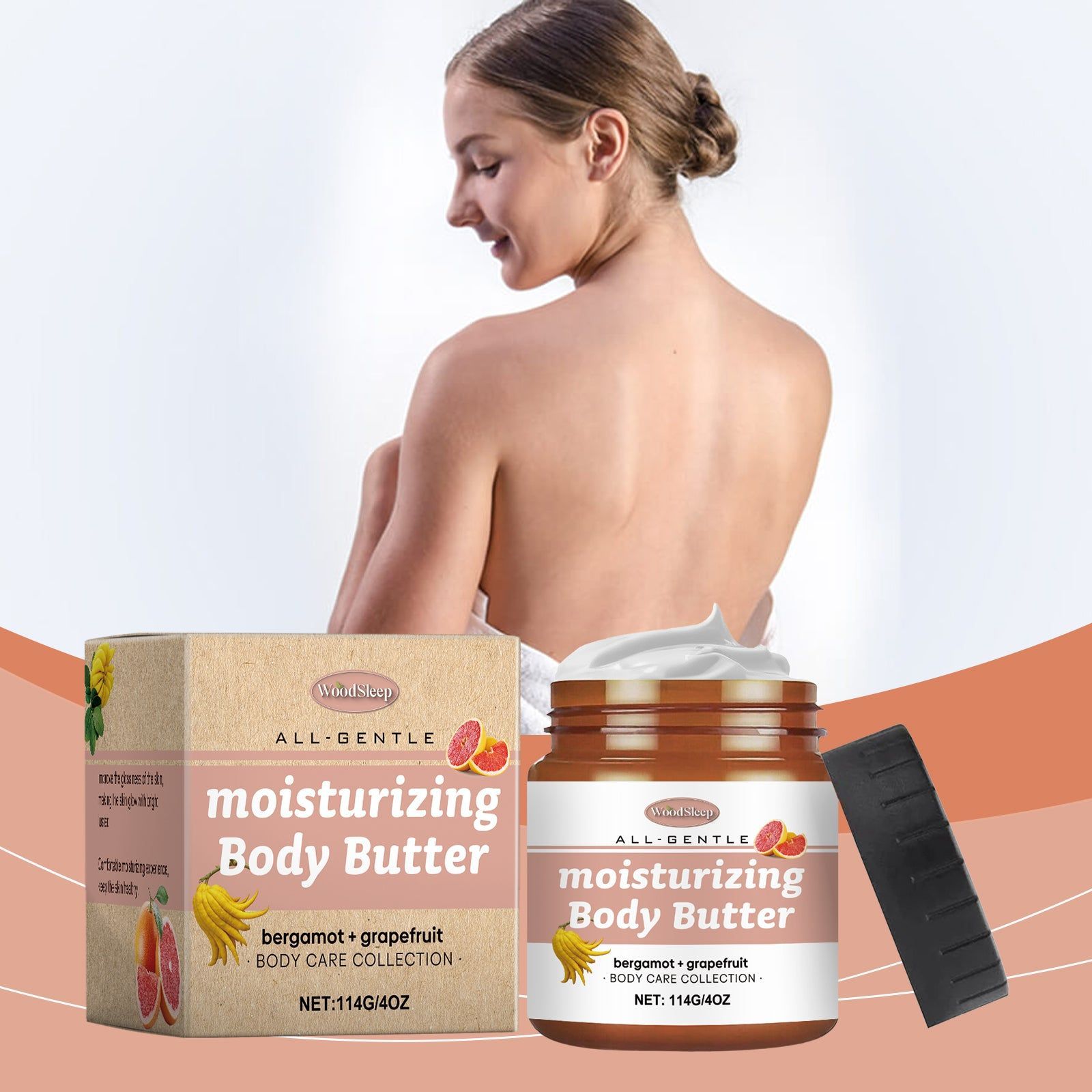 Body Butter Moisturizer, Hydrating Skin Care with Bergamot, Grapefruit, Shea Butter ,114g