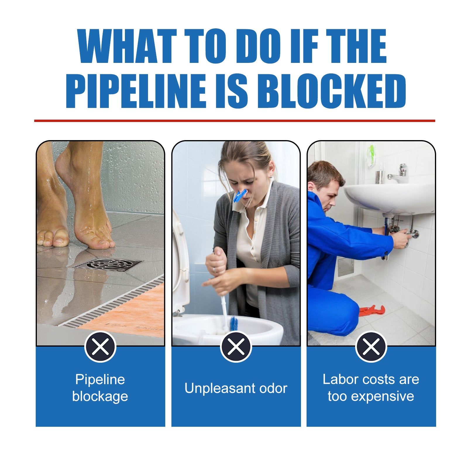Effective Pipe Cleaning Powder, Odor Removal, Blockage Fix, Easy Drain Dredge ,110g