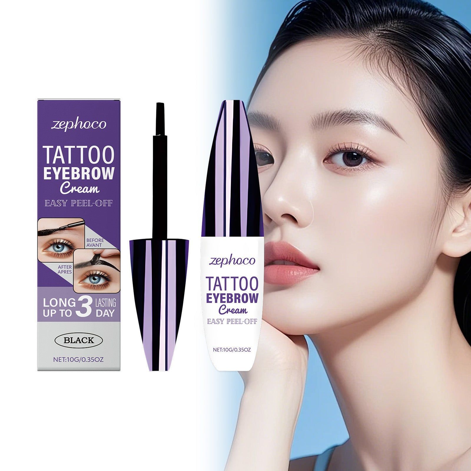 Black Peel-Off Eyebrow Cream, Natural, Easy to Use, Perfect for Sparse Brows ,10g