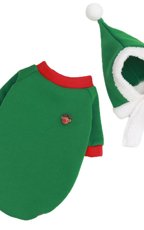 2pcs Pet Clothes Hat Kit Christmas Dogs Snowman Cosplay Dress Pets Costume