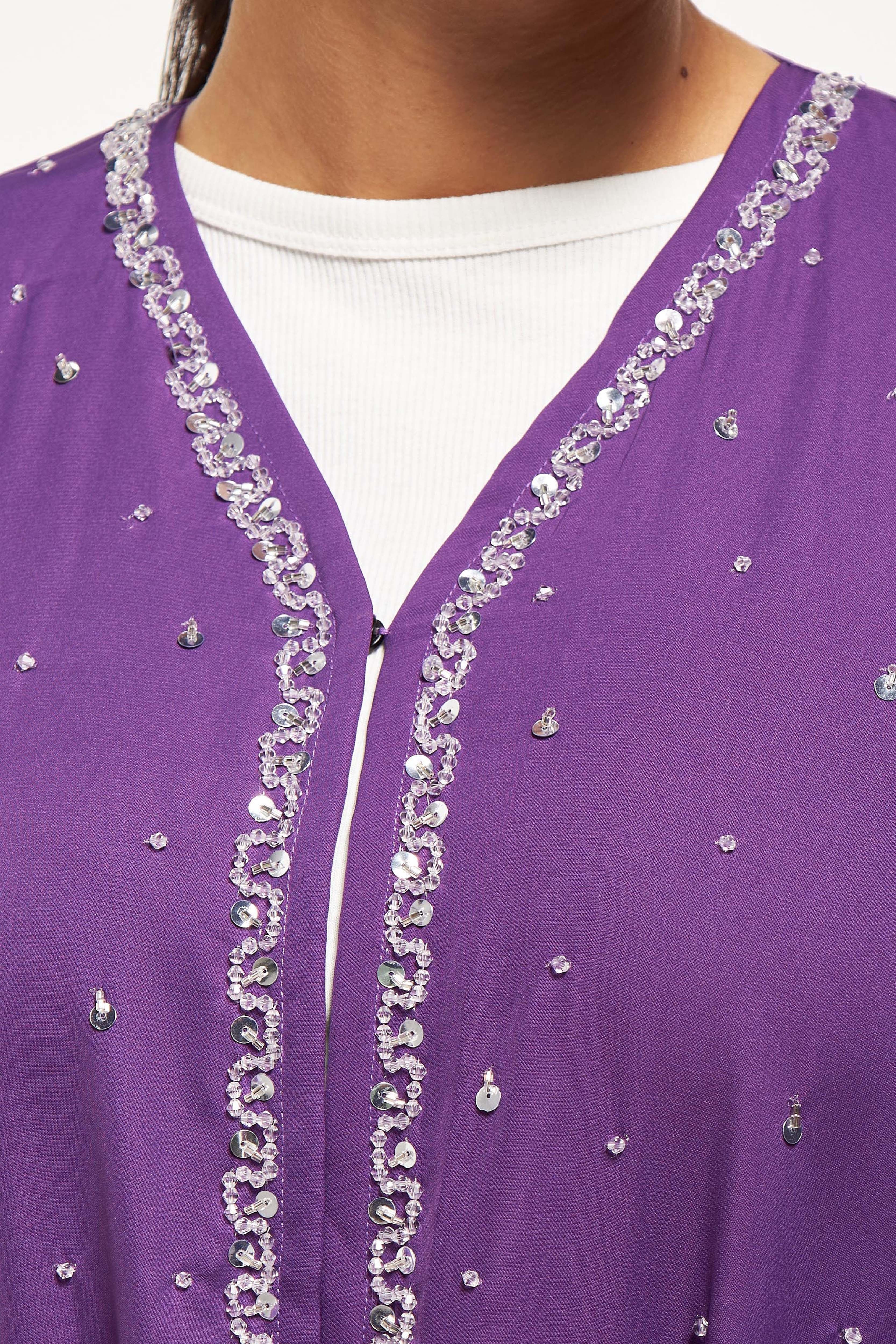 MOiSTREET Embellished Abaya with Sheila