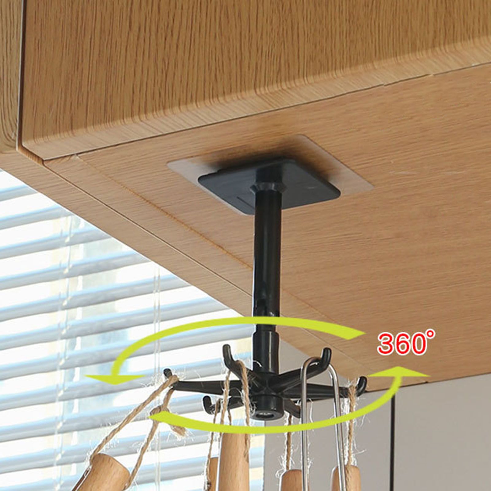 Self Adhesive Hook 360 Degree Rotation Kitchen Rack Punch Free Wall Mounted Storage Shelf