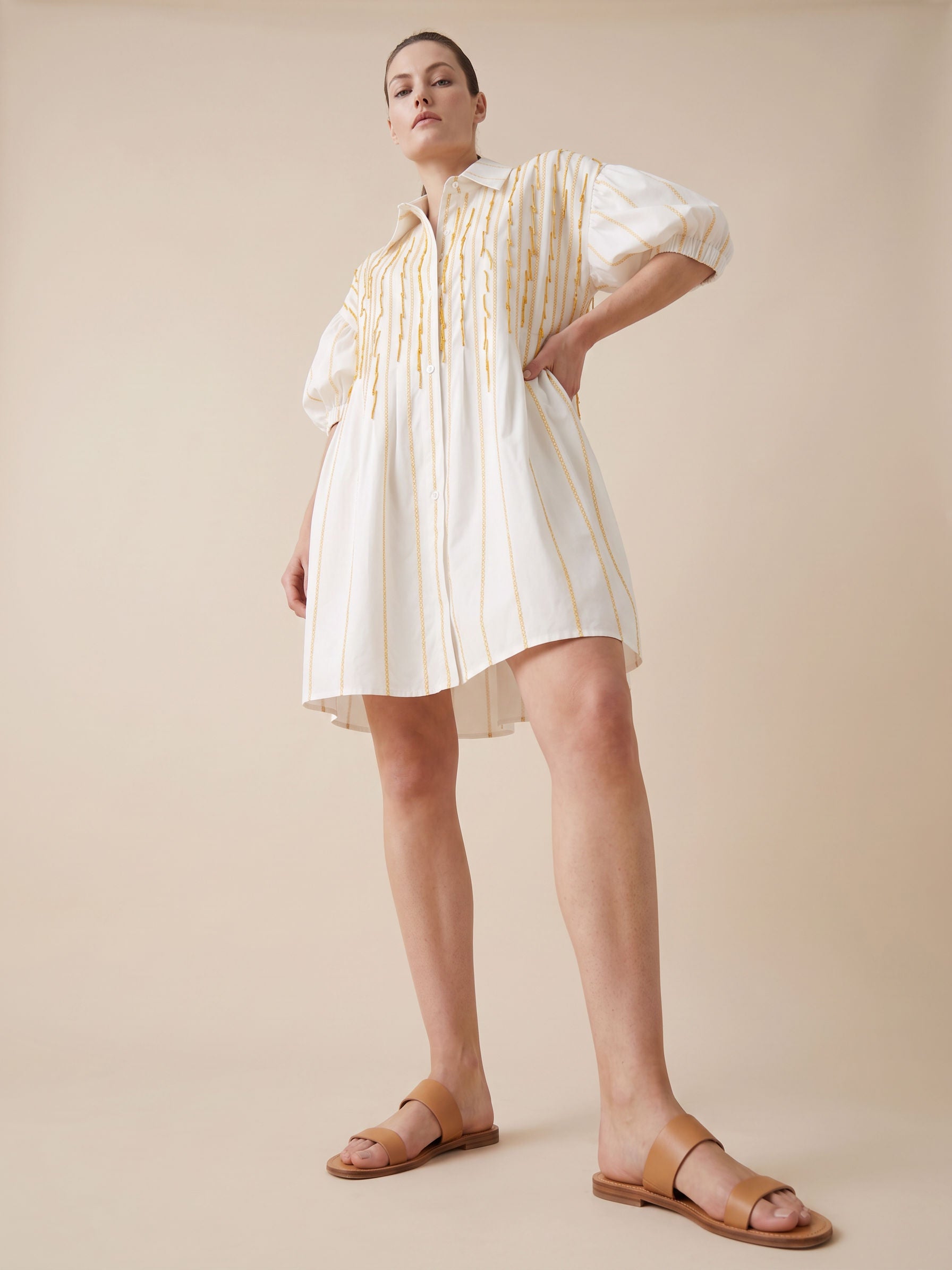 Tendresse Boutique White & Yellow Sequin Dress
