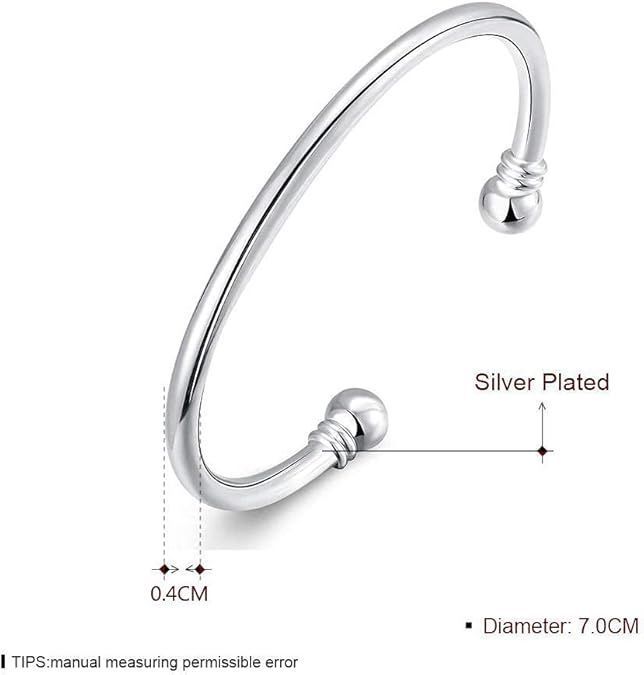 925 Silver Trendy Bracelet Fashion Jewelry Simple Cuff Bangles for Women Mom Gift