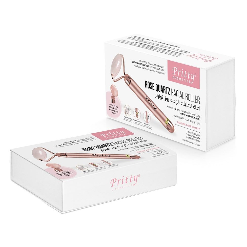 Pritty Rose Quartz Facial Roller, Rose Gold