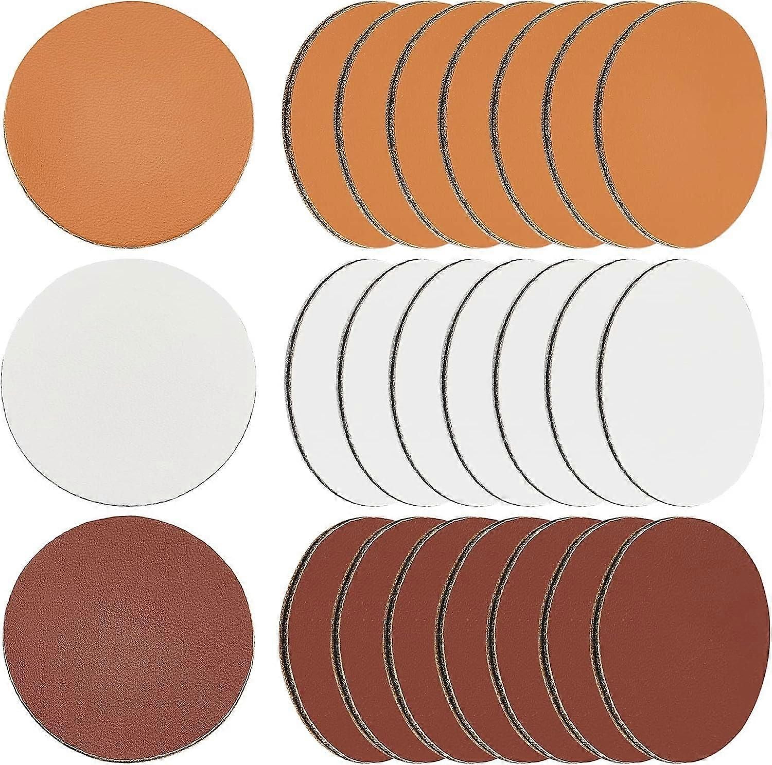 6Inch/40mm 60Pcs Round Non-Holes Blank PU Leather Tags