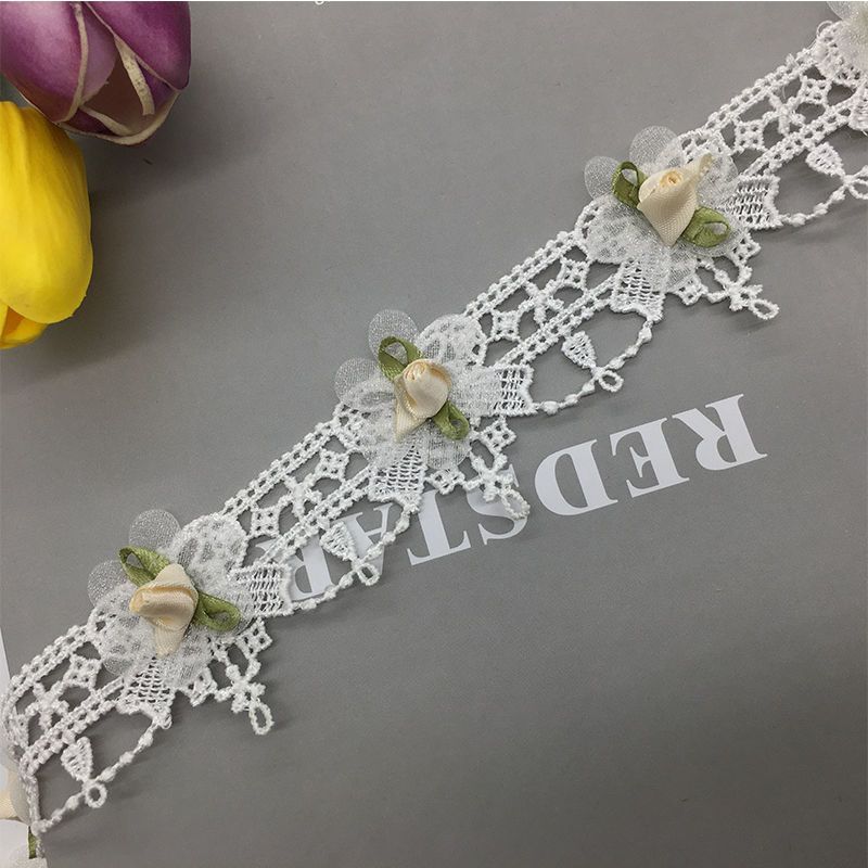 Floral Lace Trim Ribbon Handmade Embroidered Lace Sewing Supplies For DIY Craft