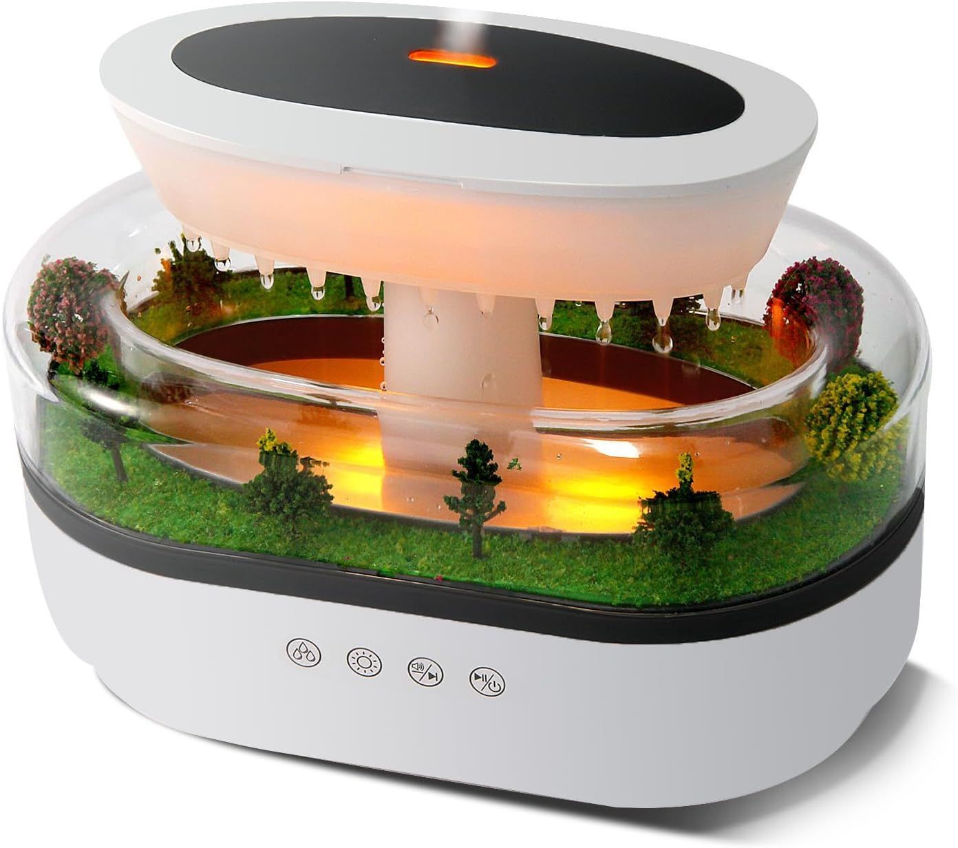 Rain Humidifier Ultrasonic Rainfall Humidifier with Simulated Water Drop Effect