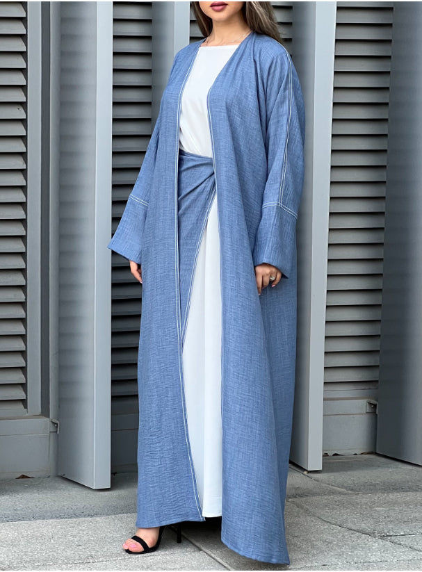 MOiSTREET Blue Louise Crepe Abaya Set