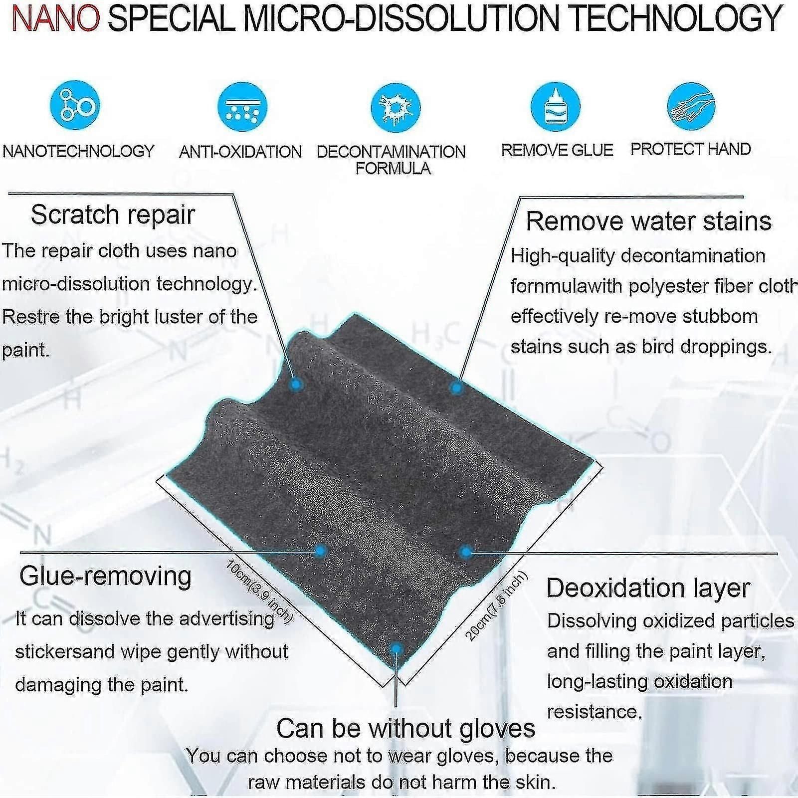 Nano Sparkle Cloth, Nano Sparkle Cloth For Car Scratches, Multi-purpose Car Scratch Removal Cloth, Nano Magic zxin