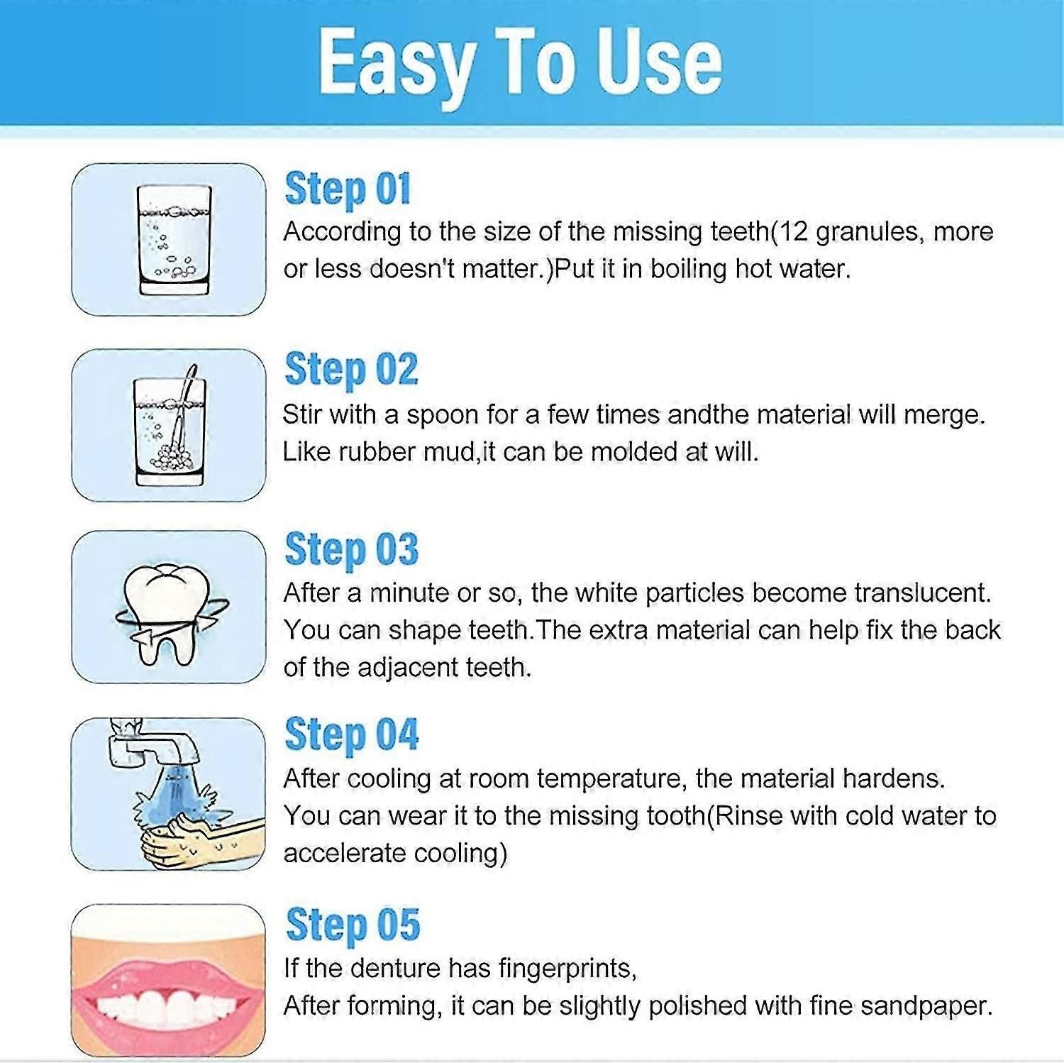 Tooth Filling Repair Kit, Temporary Teeth Filler With 4 Dental Tools, For Temporary Fixing Filling Missing Broken Chipped Tooth zxin