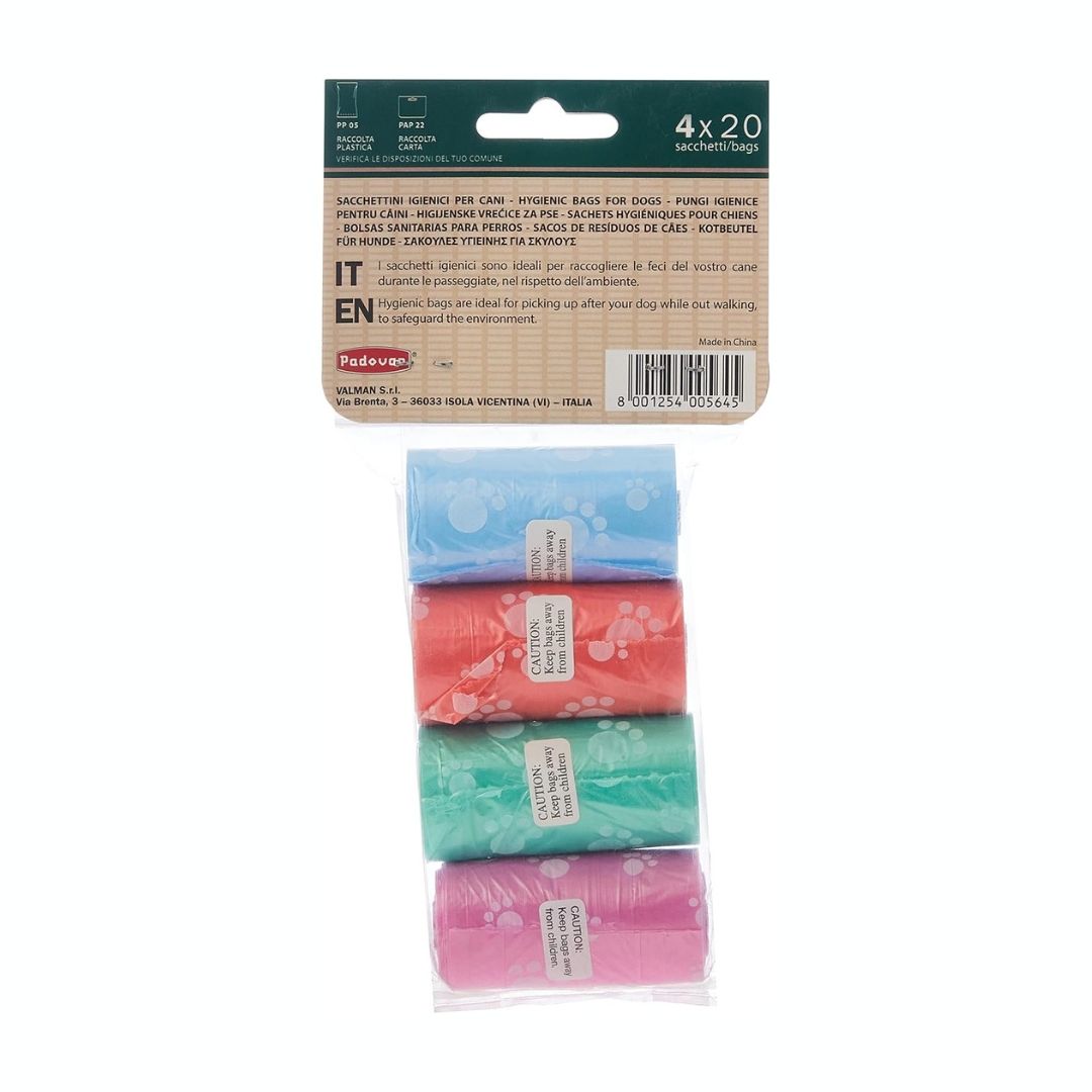 Padovan Waste Bags Mixed Colours Leak-Proof 4 Roll Set