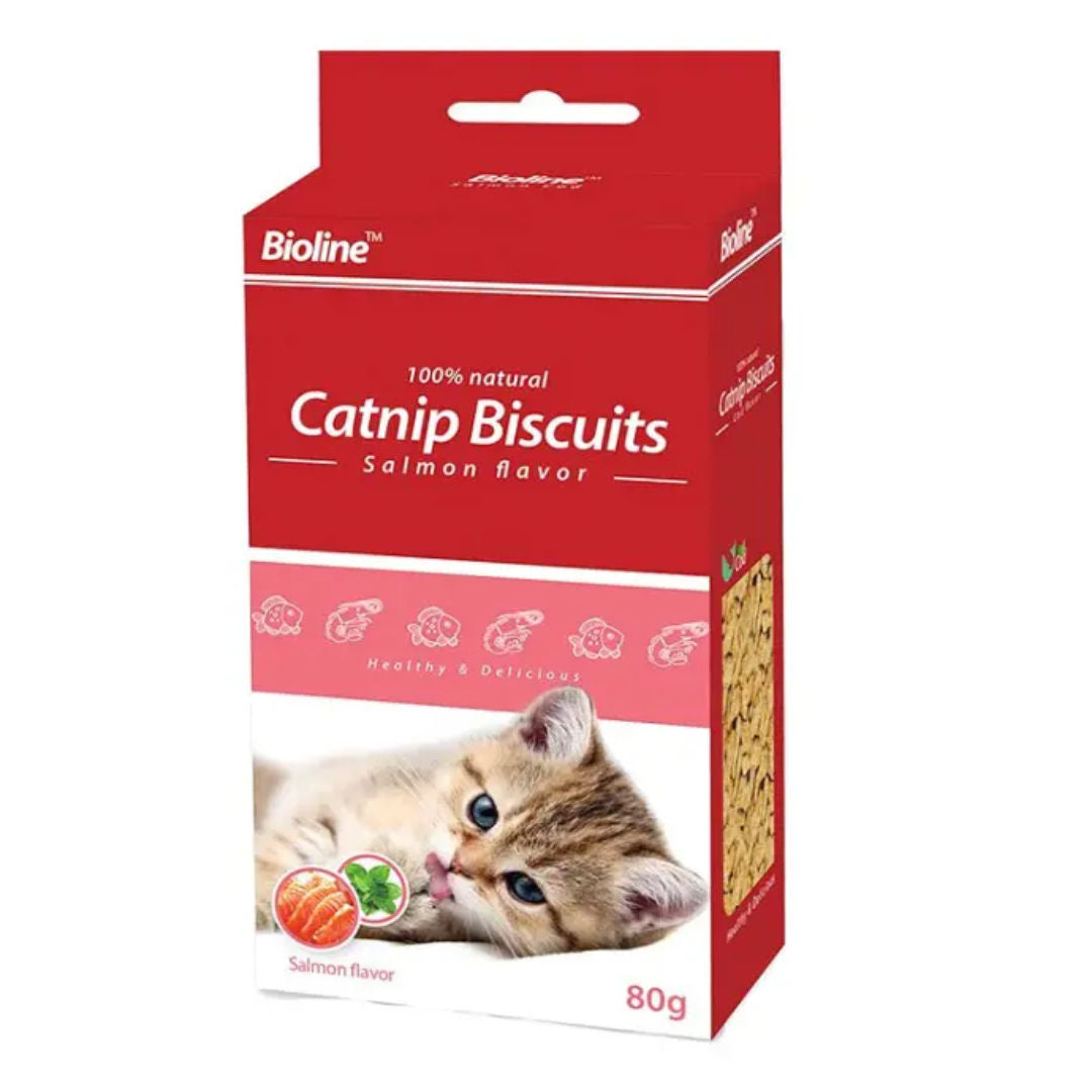 Bioline Catnip Biscuits, Flavor Salmon, 80gm