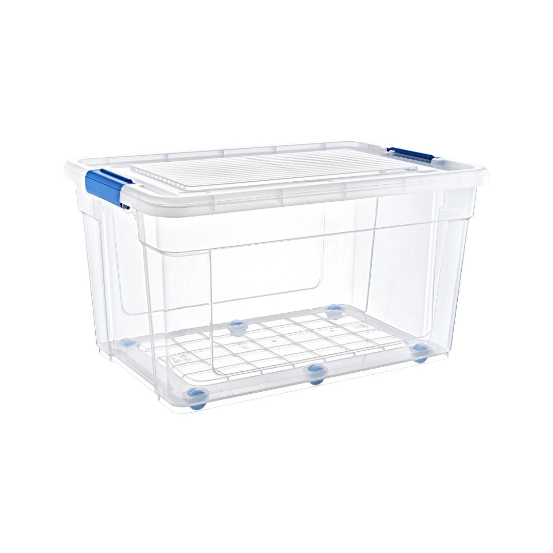 Hobbylife 55 Litre Stormax Clear Storage Box with Wheels
