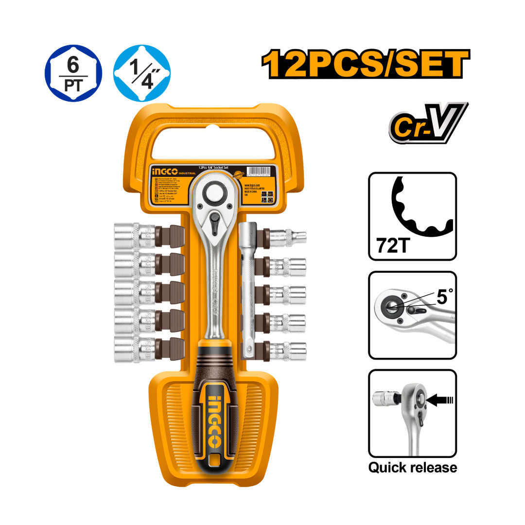 مجموعة مفكات INGCO مكونة من 12 قطعة، 50BV30 HQ Cr-V Steel