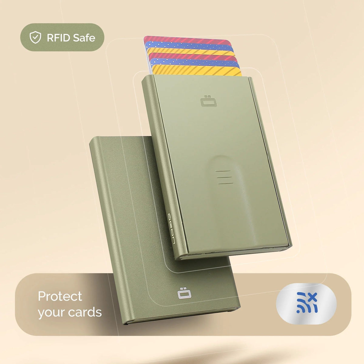Ogon Automatic Slider Card Holder, Cactus Green