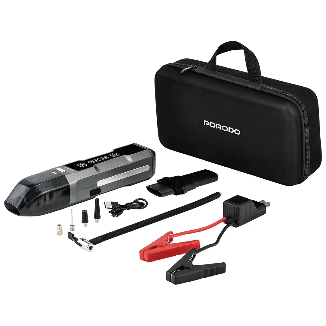 Porodo Ignatov Jump Starter, Air Pump & Handheld Vacuum 41500mAh, Black