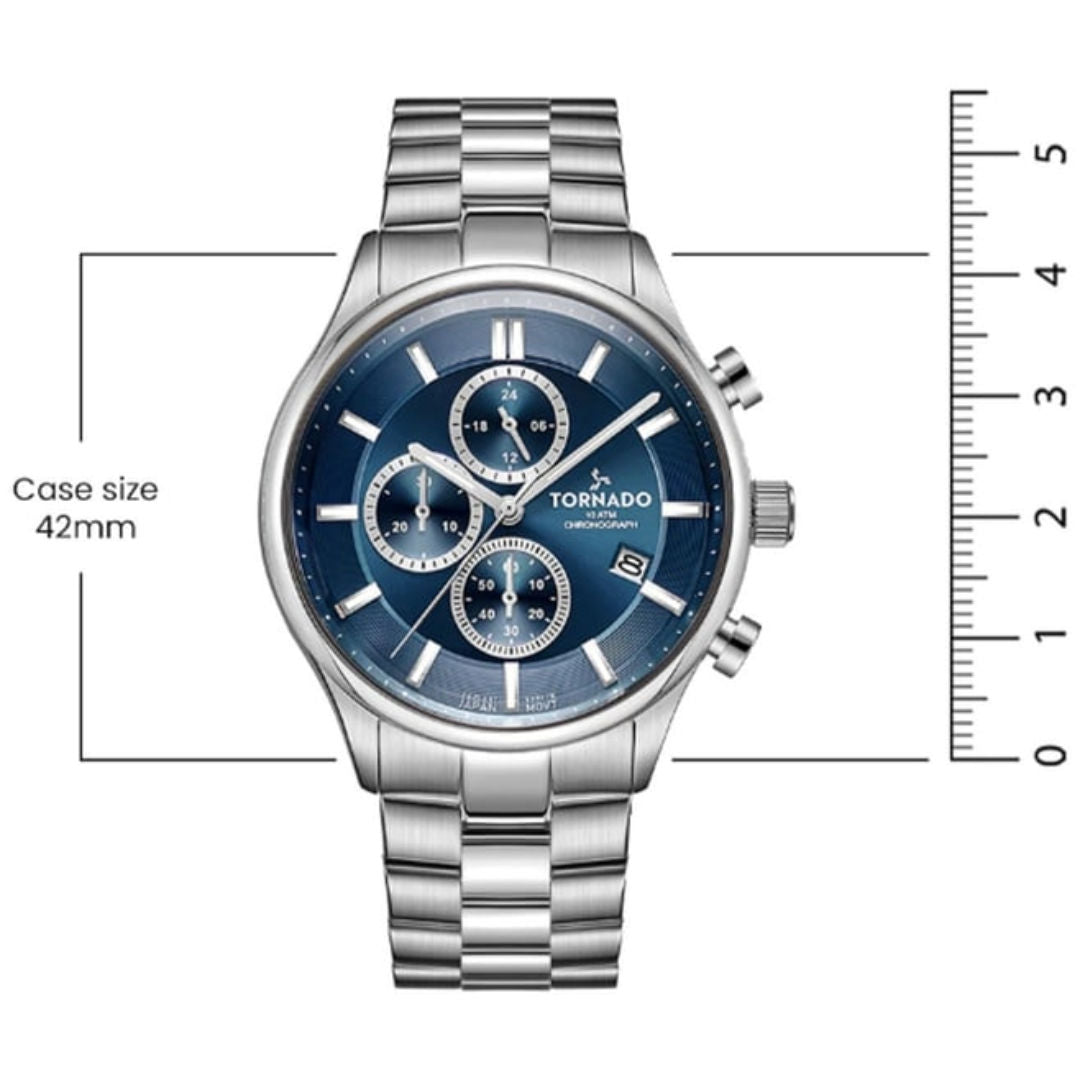 TORNADO Celestia Elite Men's Japanese Quartz Chronograph Blue Dial Watch