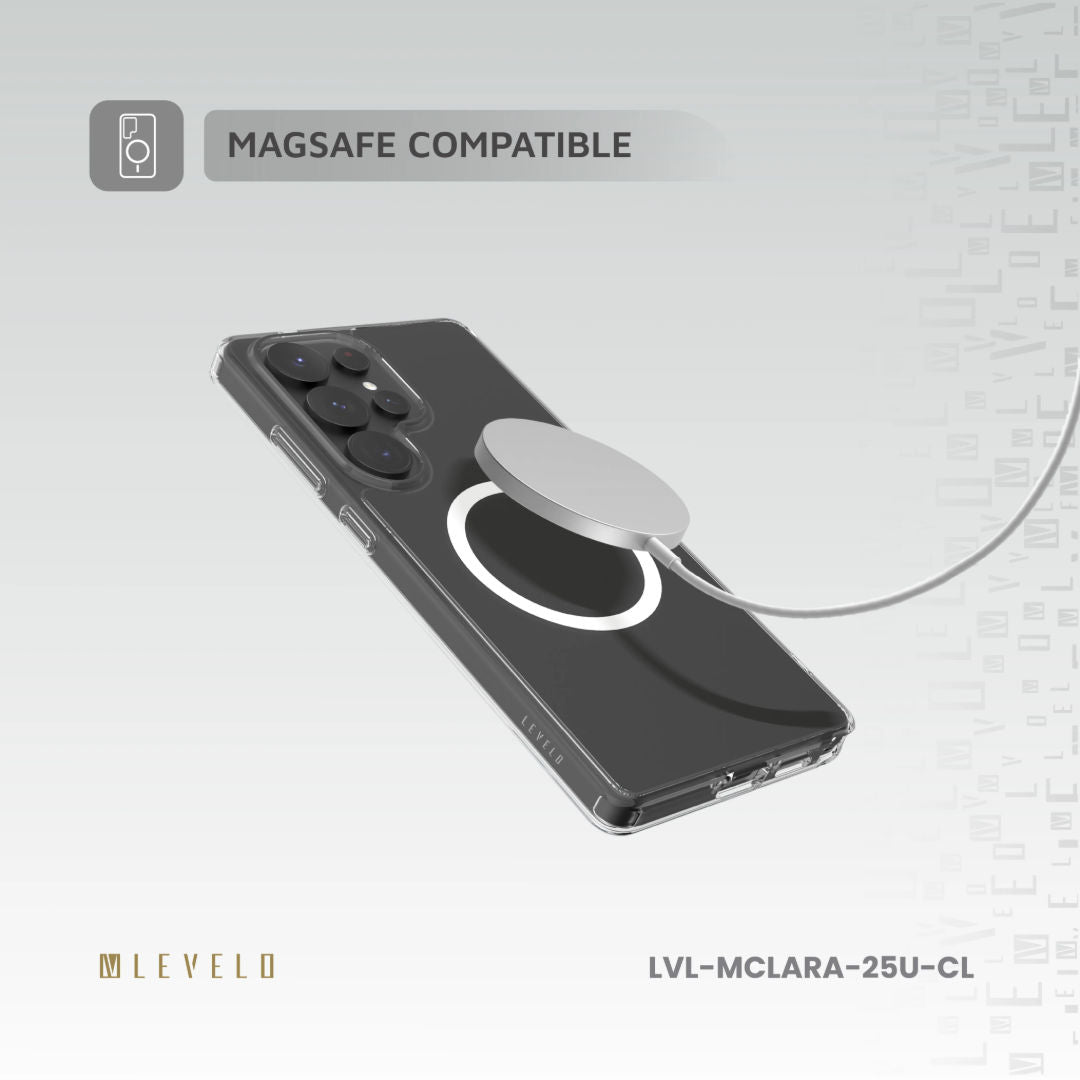 Levelo MagSafe Clara Case for Samsung S25 Ultra & S25 Plus, Clear