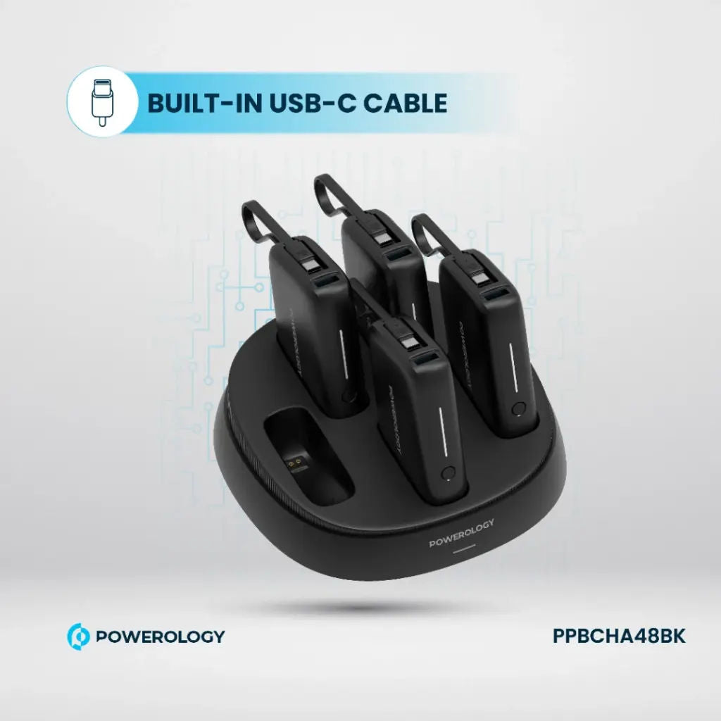 Powerology x 5 10000mAh Power Bank Station, Black