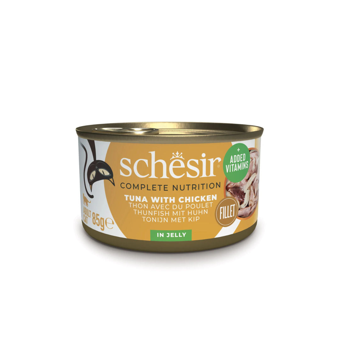 Schesir Complete & Balanced Nutrition Wet Cat Food in Jelly Can, 85g