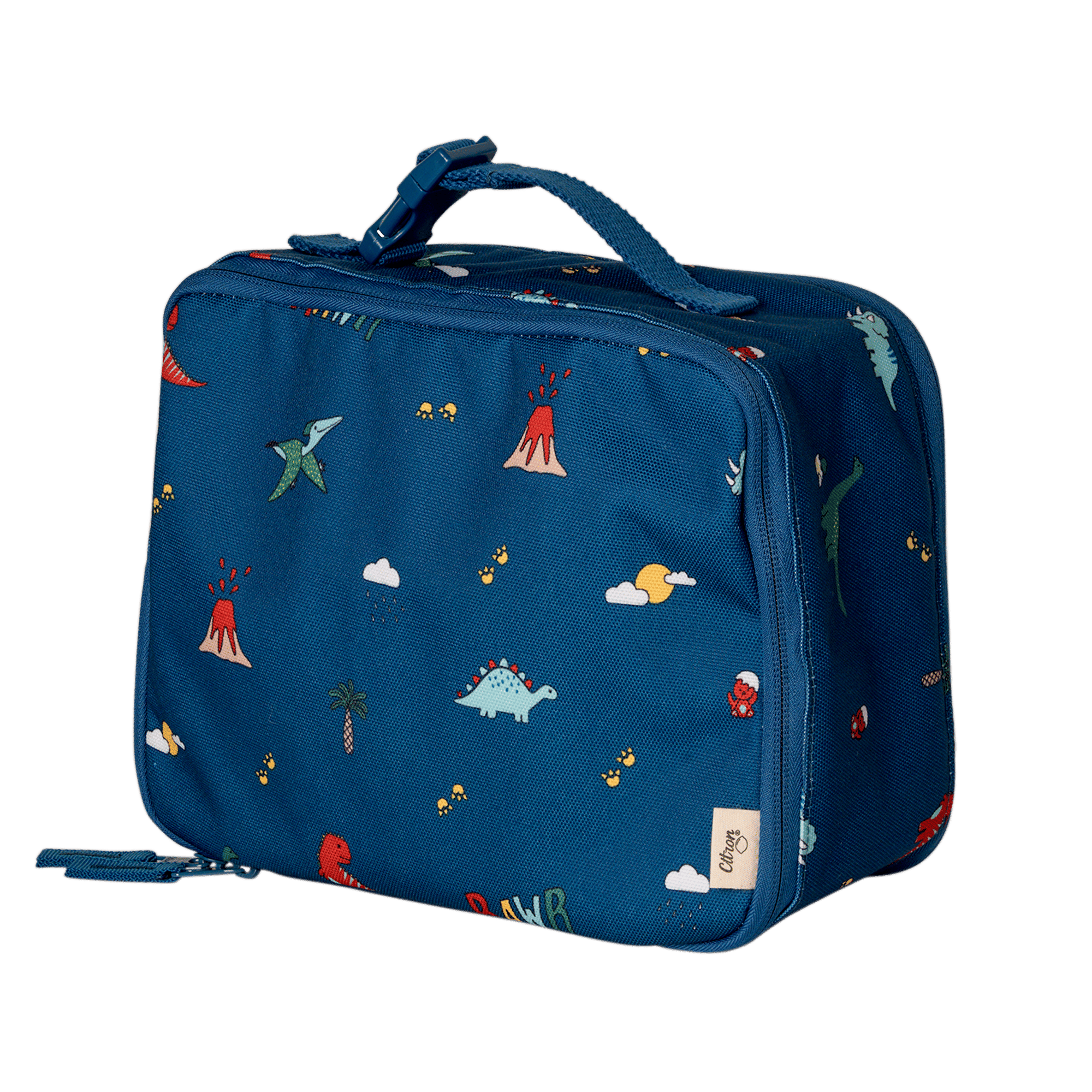 Citron Insulated Square Lunch Bag - Blue Dino