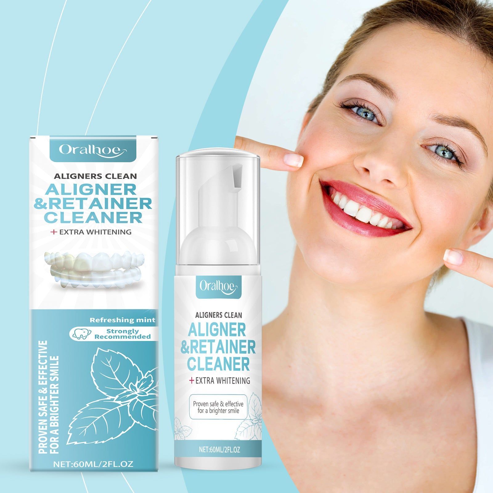 Braces Cleansing Foam, Gentle Teeth and Mouth Freshener, Clean and Fresh ,60ml