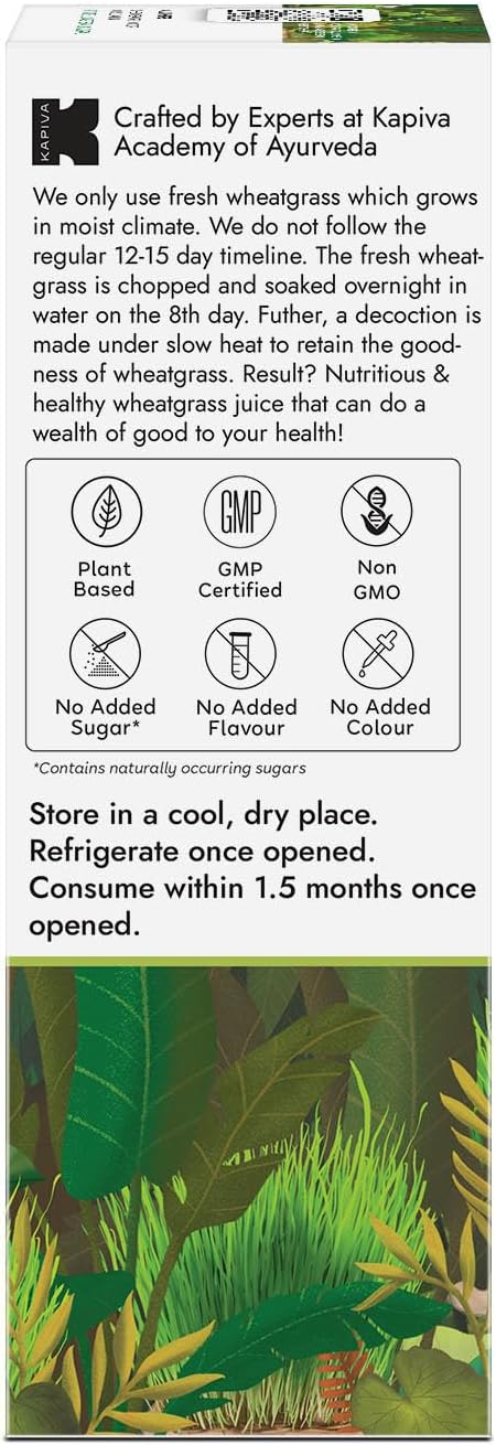 عصير الصبار + عصير القمح من Kapiva | مزيج أيورفيدا لتحسين الهضم والعافية العامة والعناية بالبشرة (1 لتر + 1 لتر) 1 لتر (عبوة من 2)