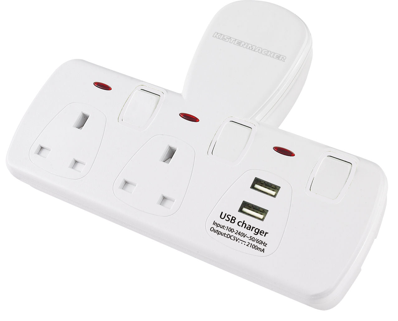 Kistenmacher EGK602BU 2Way+2USB 5V Socket Adapter