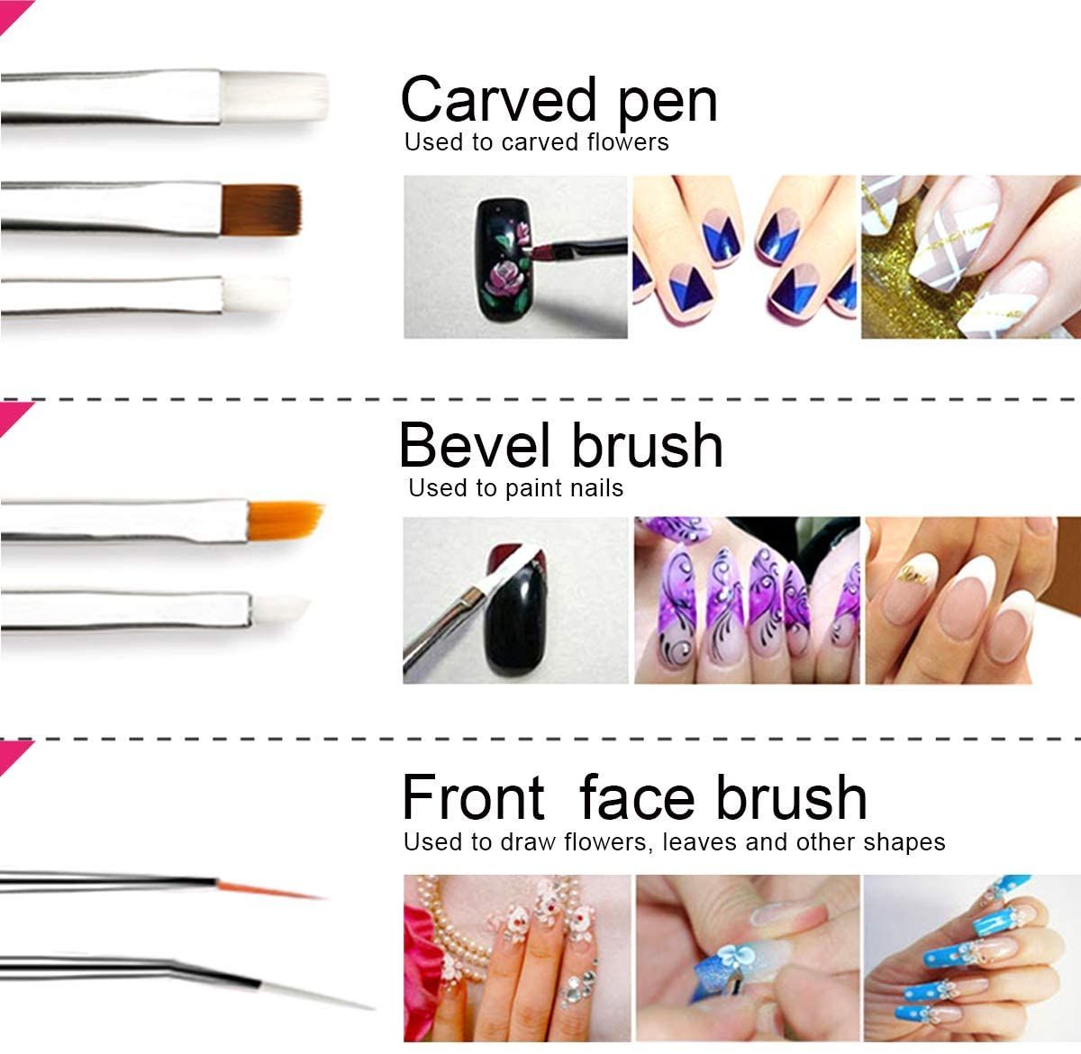 Nail Art Brushes Kit Nail Design Decorations Set Dotting Tools Multicolor Nail Rhinestone