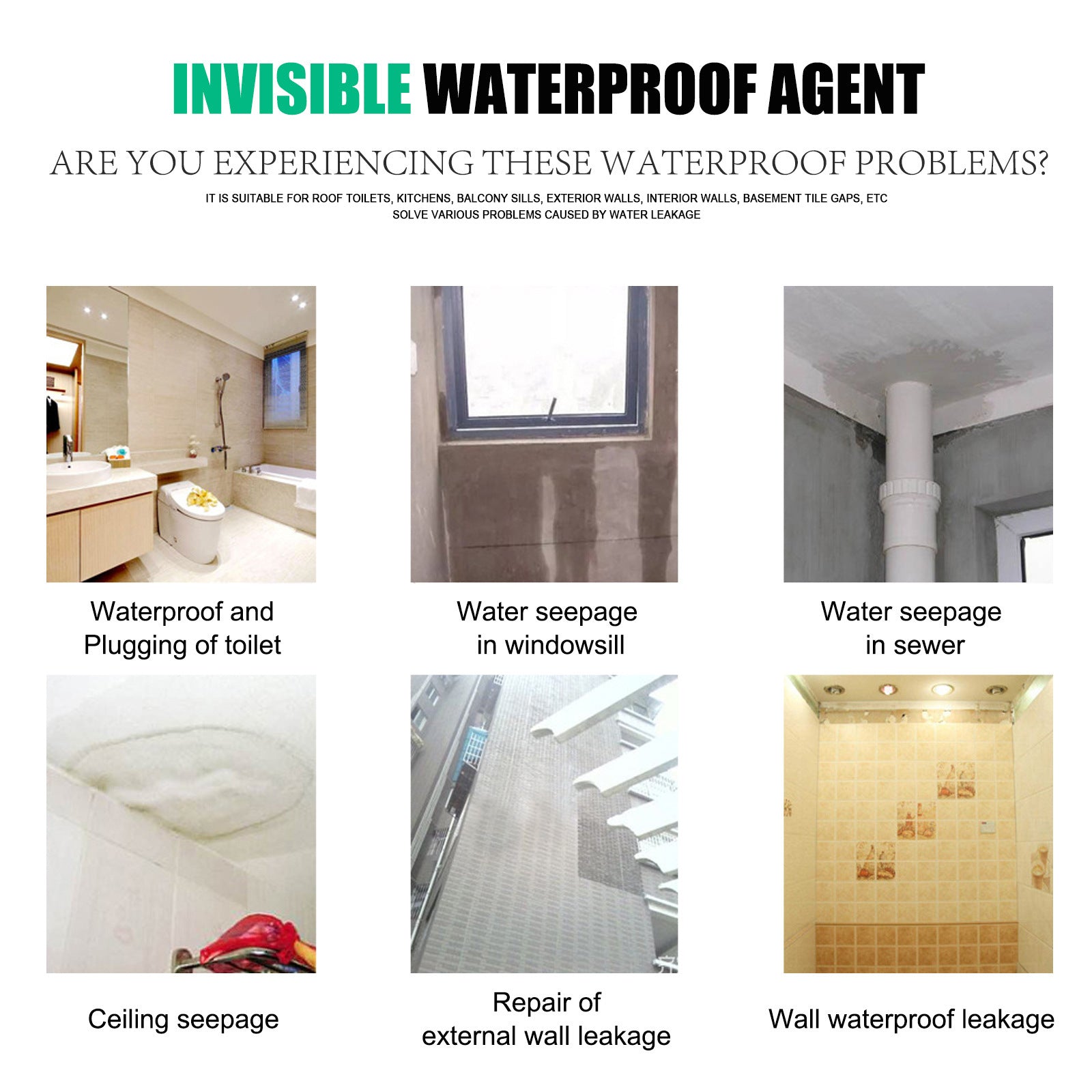 Waterproof Adhesive for External Wall and Roof Leak Repair, Penetrating Moisture-Proof Sealant, 100ml ,100ml