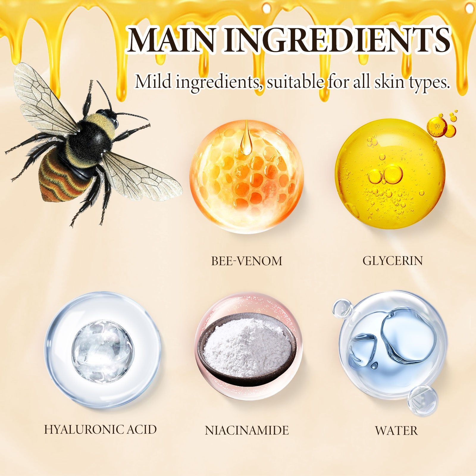 Bee Venom Firming Cream, Fade Fine Lines, Hydrate, Nourish, Anti-Aging ,30g