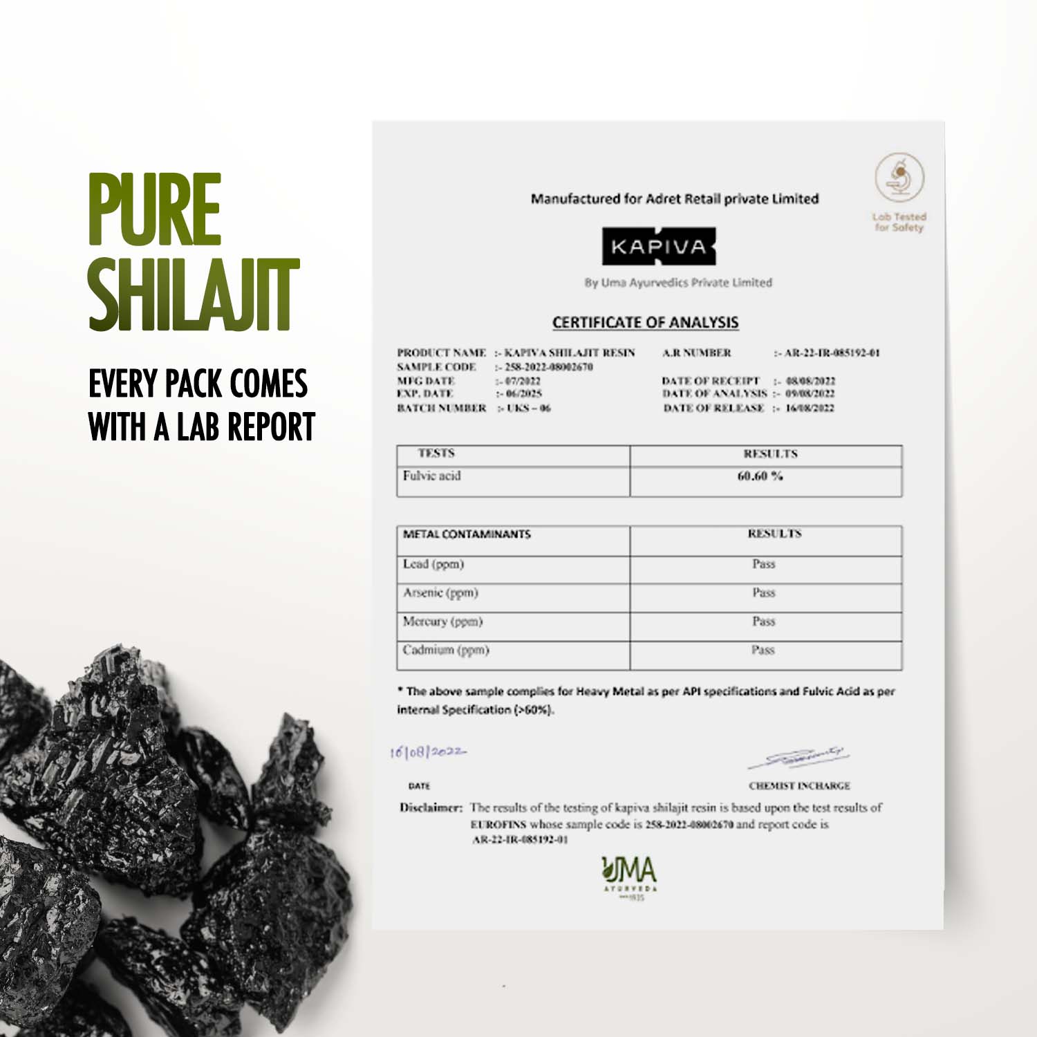 Immunity Boost Pack- Kapiva Himalayan Shilajit Resin 20gm (Pack of 2) + Ashwagandha 30 capsules Free