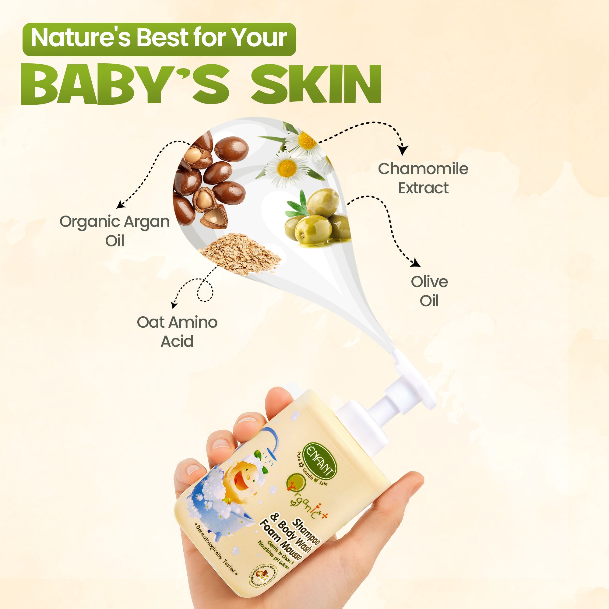 ENFANT Organic Plus  Shampoo & Body Wash Foam Mousse