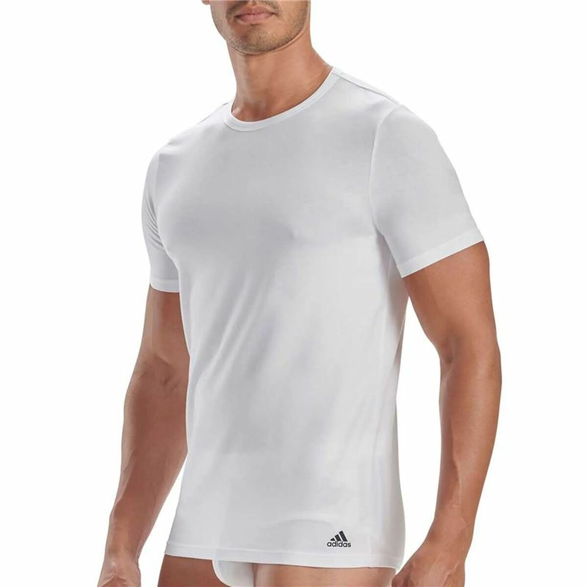 Men’s Short Sleeve T-Shirt Adidas Ss Tee Crew Active Core Cotton White 3 Units