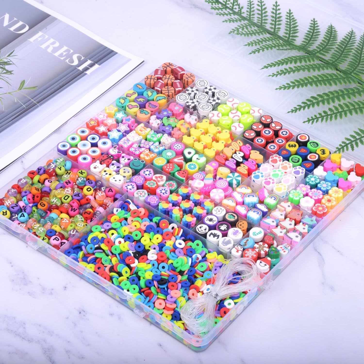 2480pcs Polymer Clay Beads Bracelet Making kit Beads DIY Jewelry Accessories for Necklace Earring Making