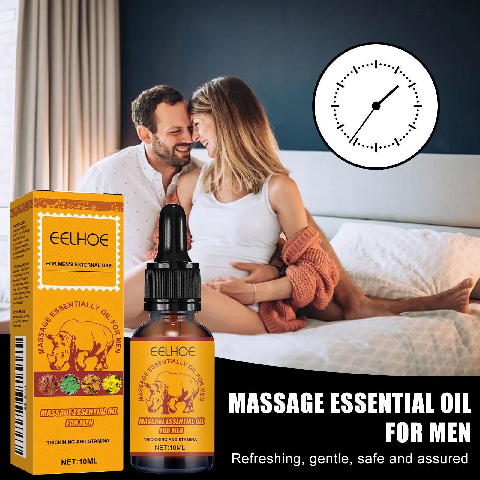 Boost Male Endurance with Massage Oil, Natural Body Care for Men ,10ml/box