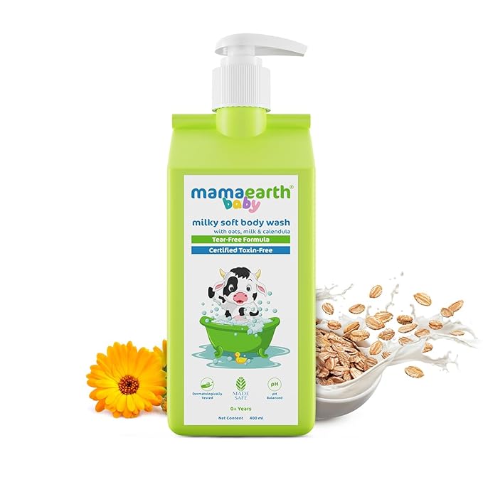 Mamaearth milky soft body wash for babies with oats, milk & calendula 400 ml