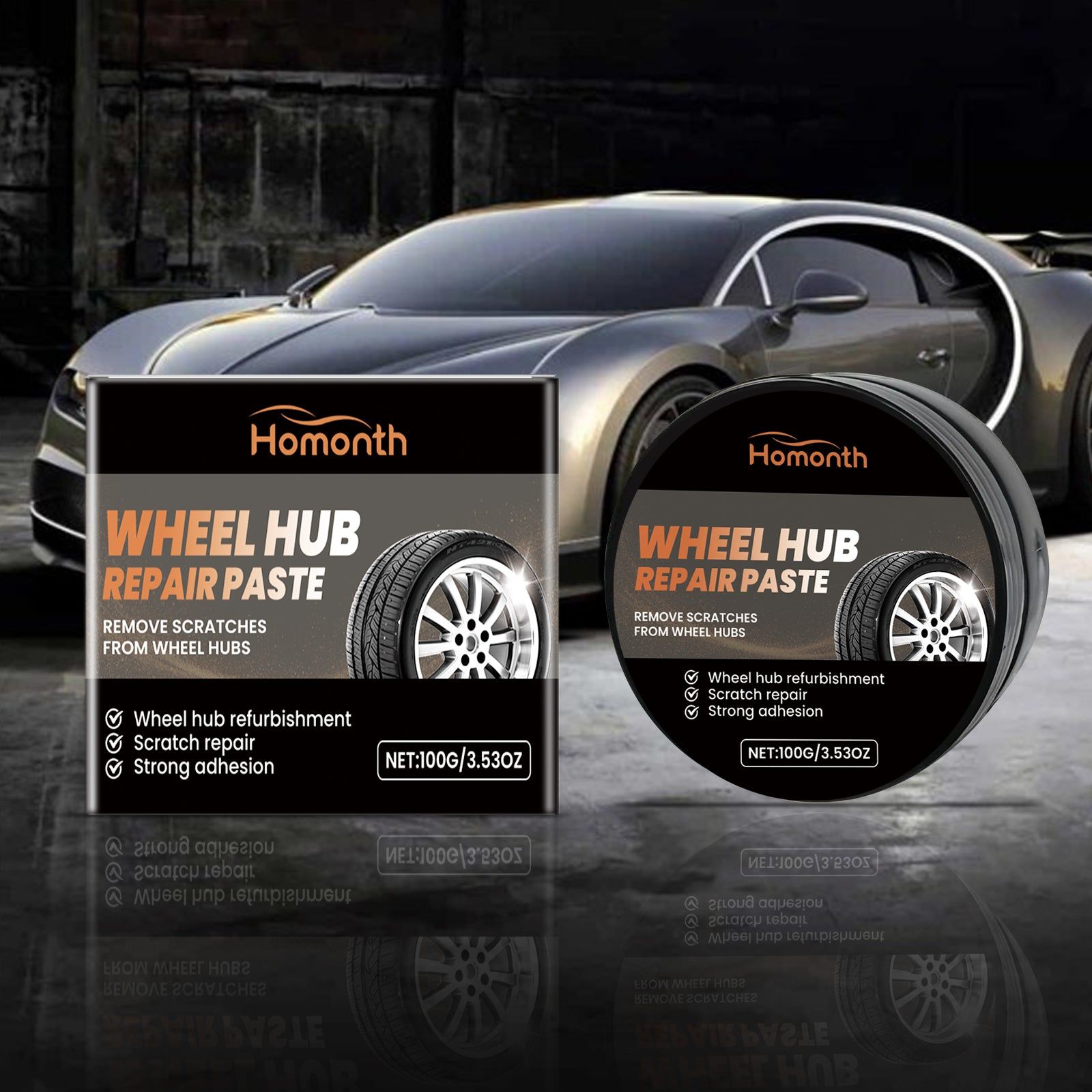 Car Hub Polishing Paste, Car Maintenance, Brighten & Clean, Stubborn Dirt Removal ,100g