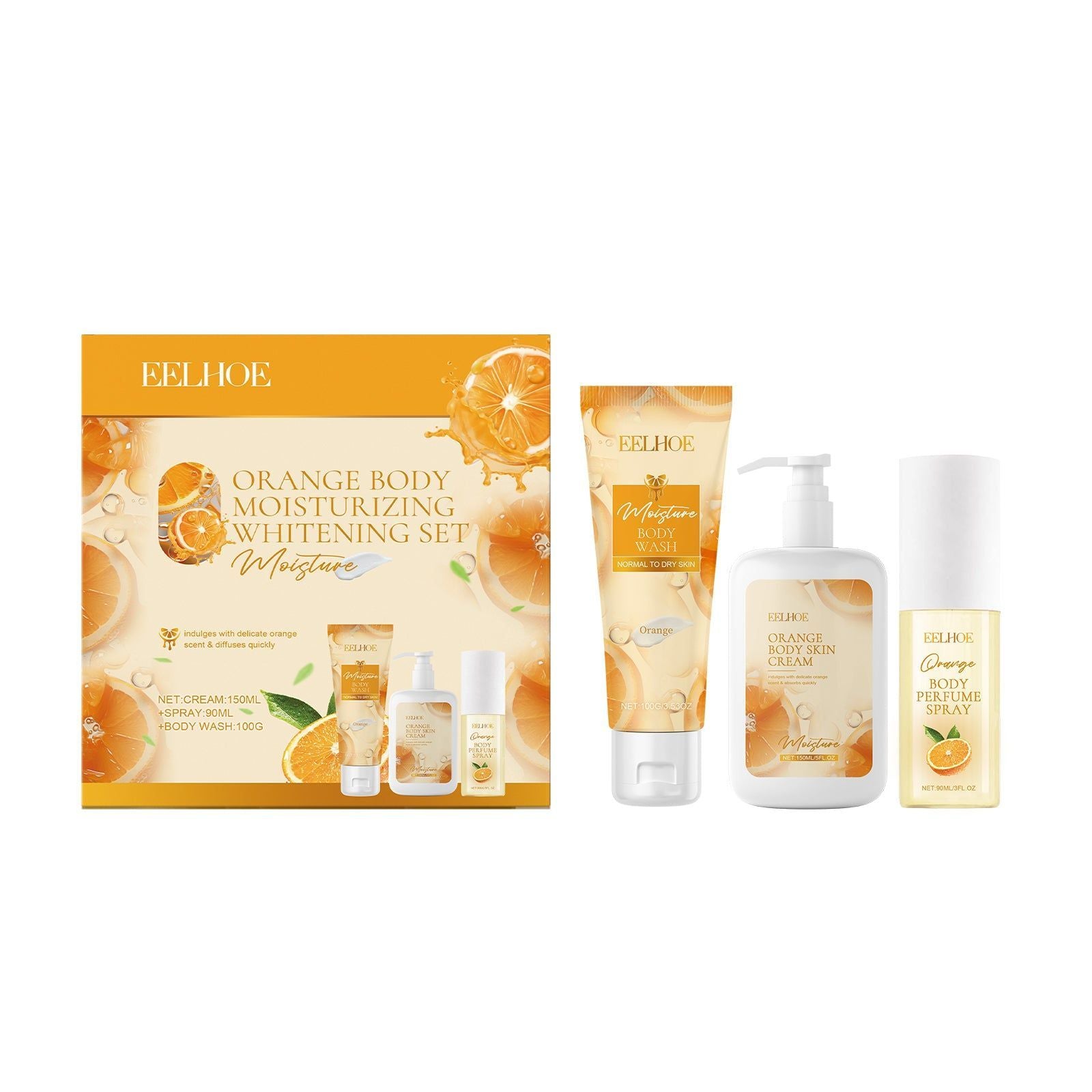 Brighten and Hydrate Skin with Orange Moisturizing and Whitening Gift Set ,1set