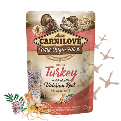 Carnilove cat pouch rich in Turkey enriched with Valerian 85 g