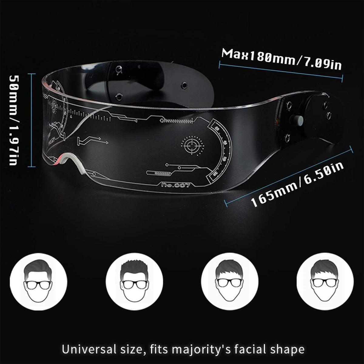 Multicolored LED Glasses Light Up Cyberpunk Glasses for Party Rave Festival