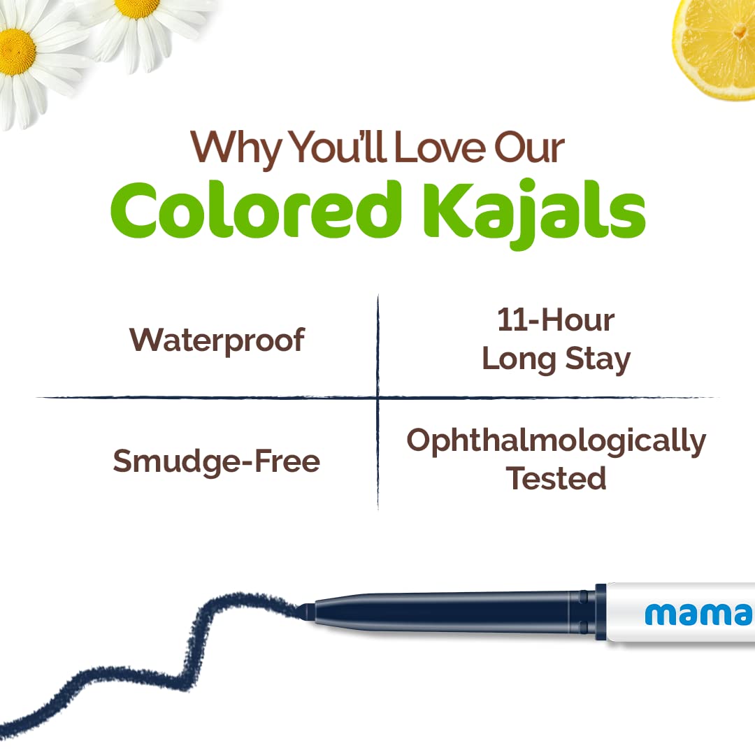 Mamaearth Long Stay Colored Kajal for 11 Hour Long Stay - Deep-Ocean Blue - 0.35 g
