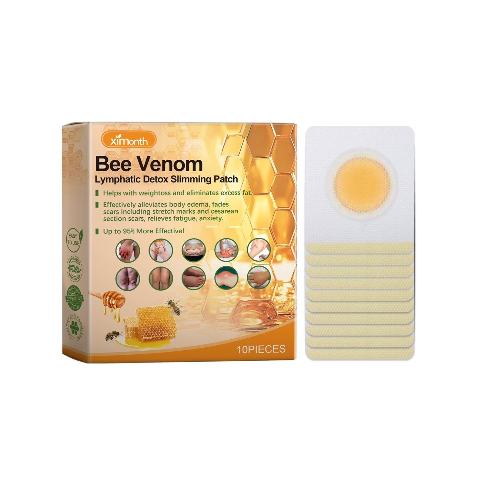 Bee Venom Slimming Patch, Body Shaping, Fat Burner, Skin Rejuvenation, Easy to Use ,10pcs